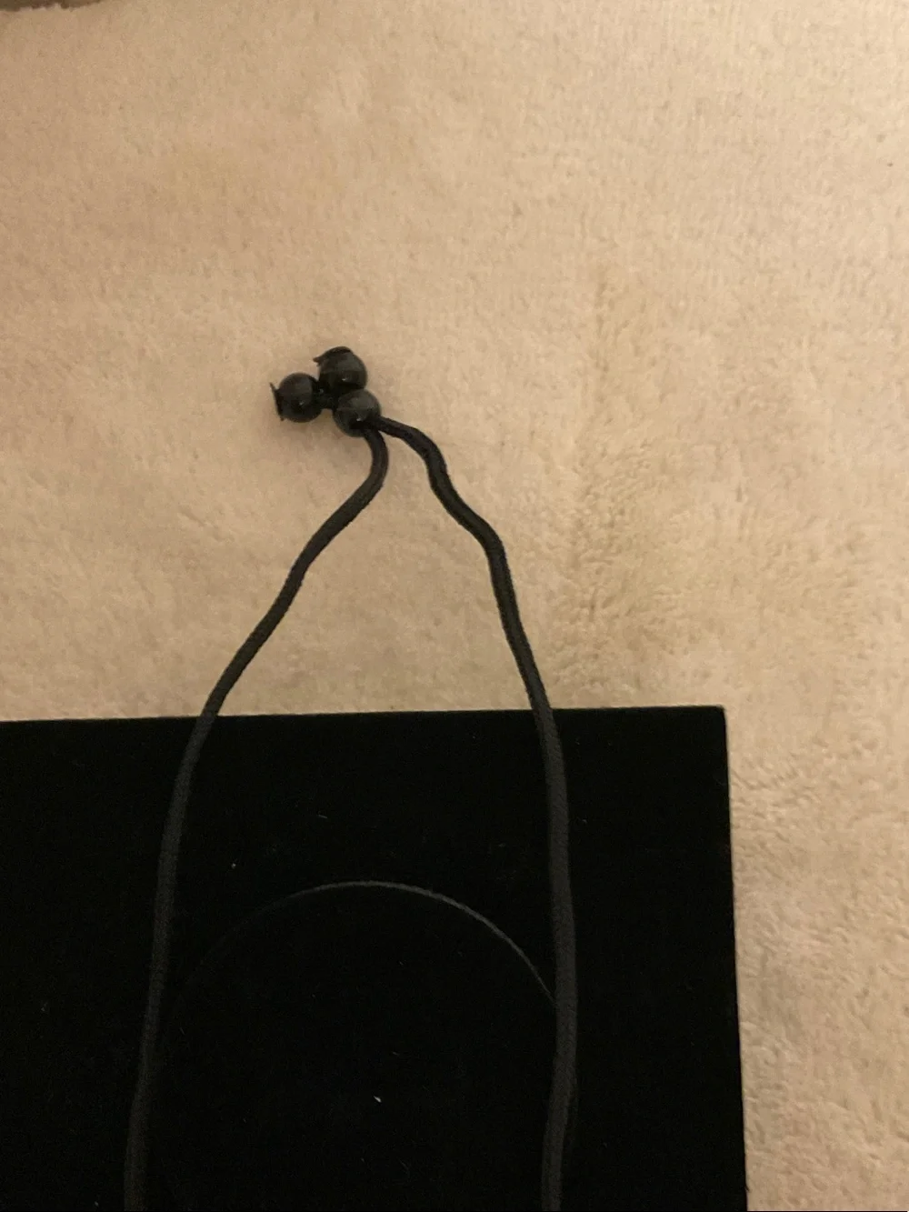Minimal Black Cord Necklace with Brown Ring Pendant Accent